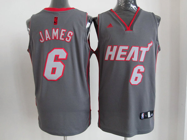  NBA Miami Heat 6 LeBron James Graystone II Fashion Swingman Jersey